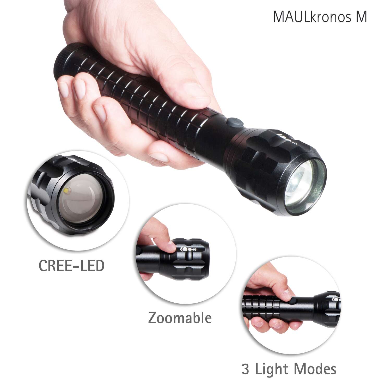 Zaklamp MAULkronos M LED, 21cm, 5 W, tot 236 m