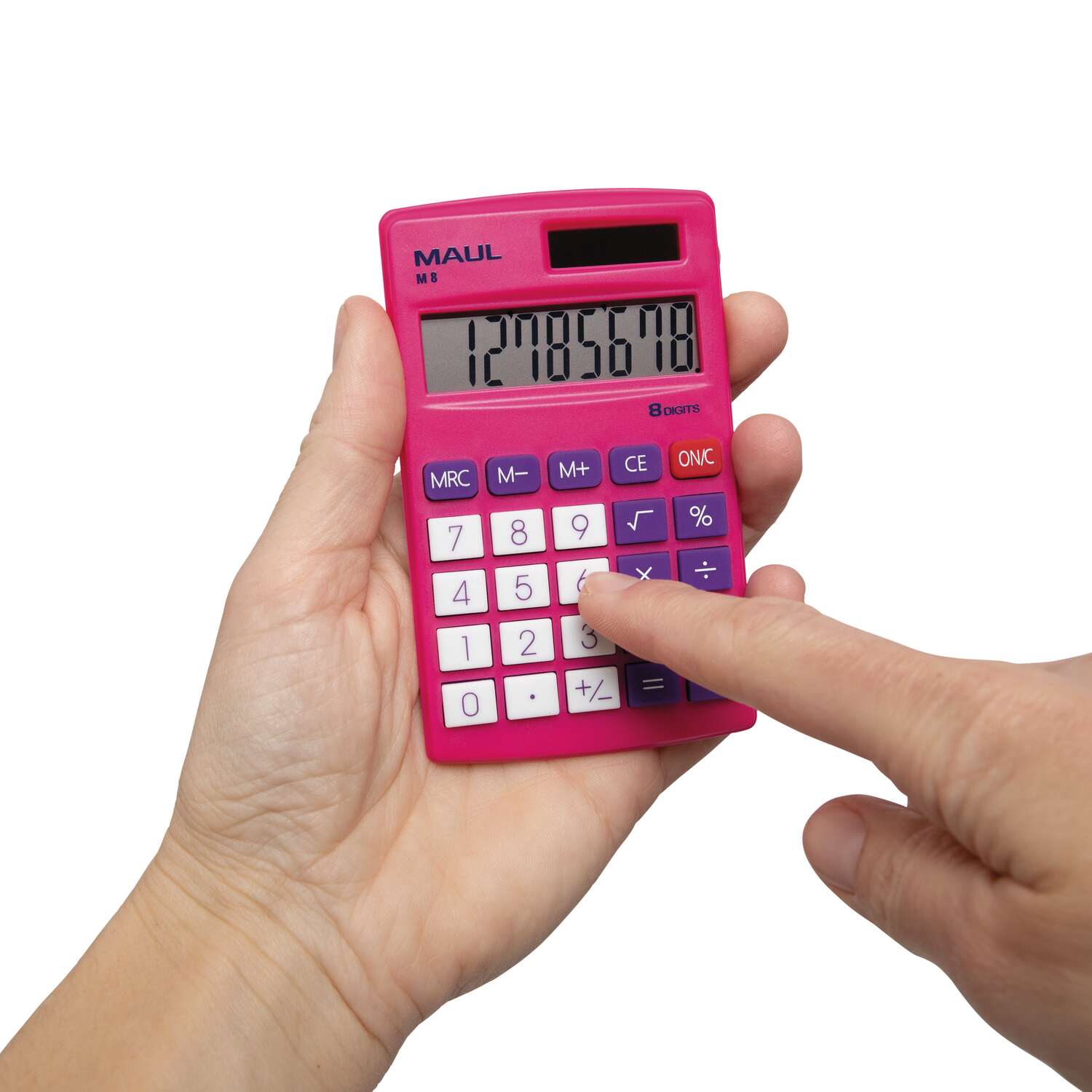 MAUL Calculator M 8 Solar Battery 1-line, 8 digits pink