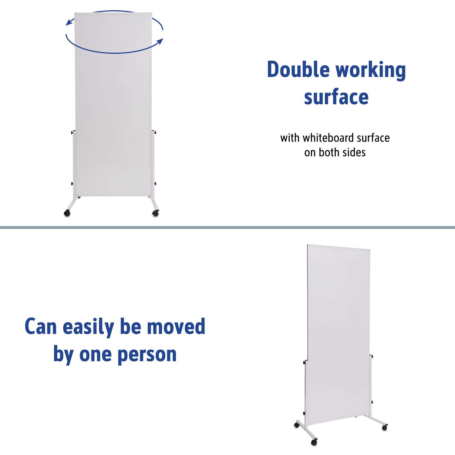 Verrijdbaar whitebord MAULsolid easy2move, 75 x 180 cm