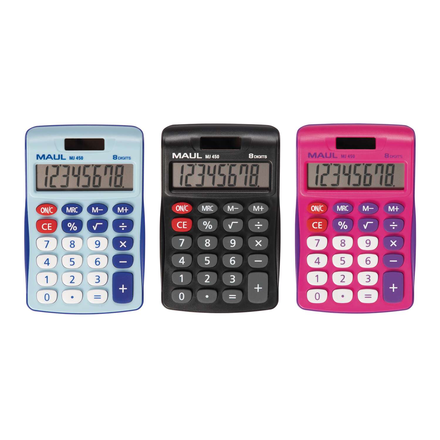 MAUL Desktop Calculator MJ 450 Solar Battery 1-line, 8 digits pink