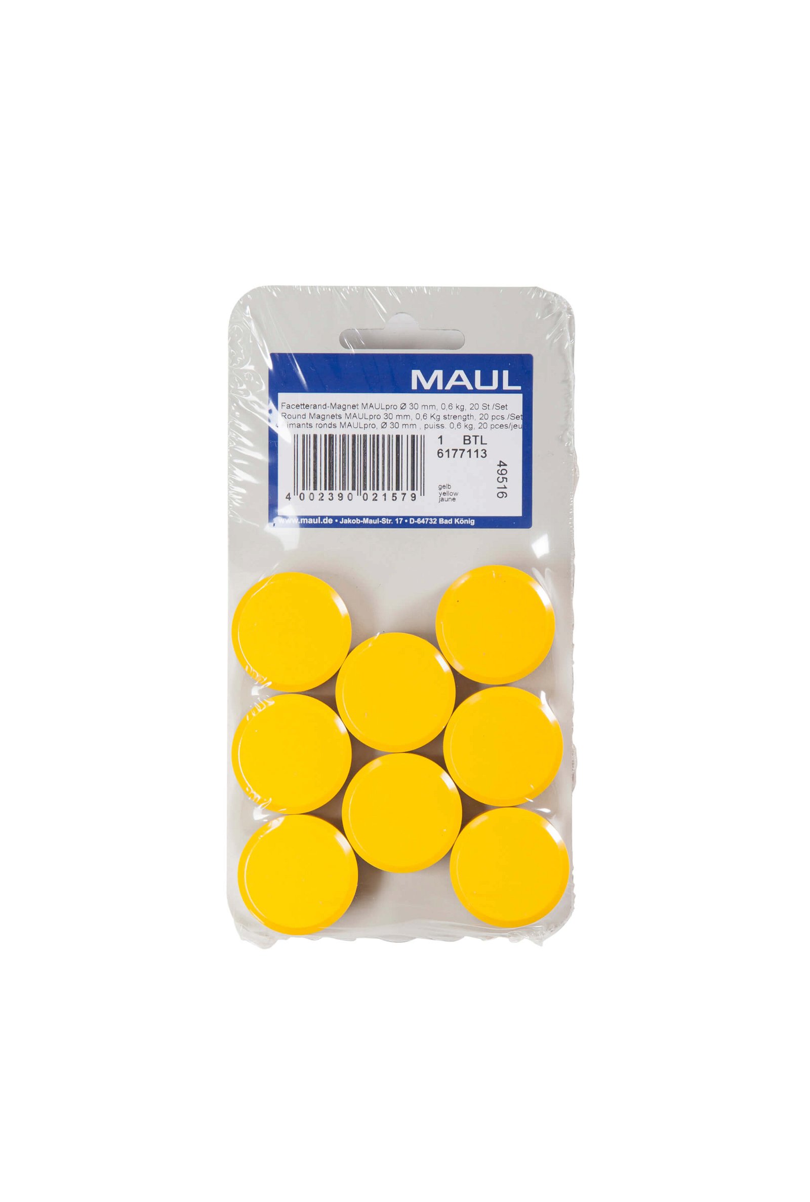 Facetterand-Magnet MAULpro Ø 30 mm, 0,6 kg, 20 St./Set, gelb