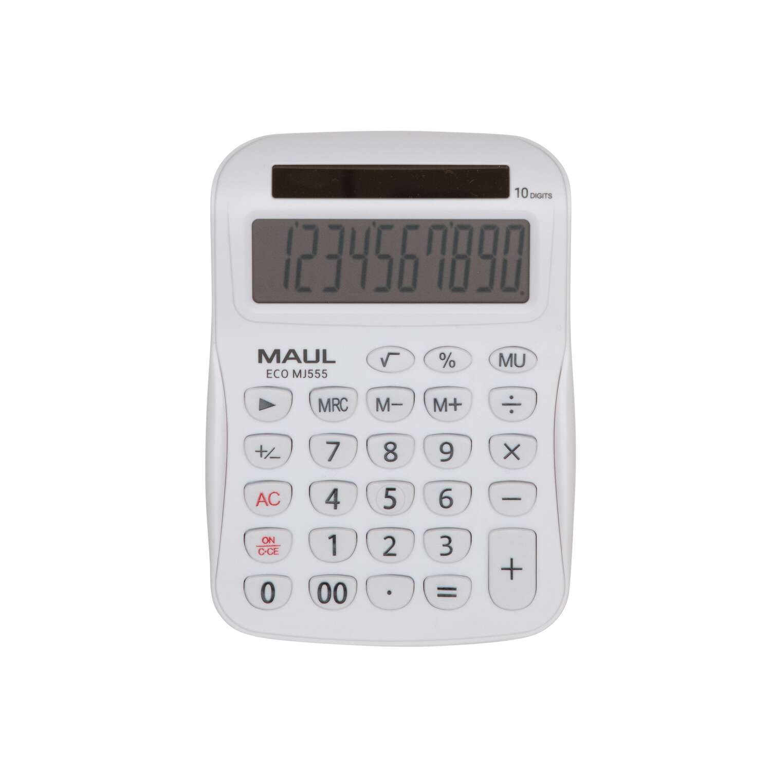 MAUL Calculatrice de Bureau ECO MJ 555 Solaire 1-ligne, 10 chiffres blanc