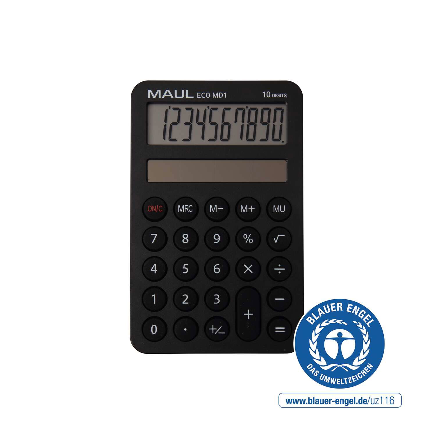 MAUL Taschenrechner ECO MD 1 Solar 1-zeilig, 10 Ziffern schwarz