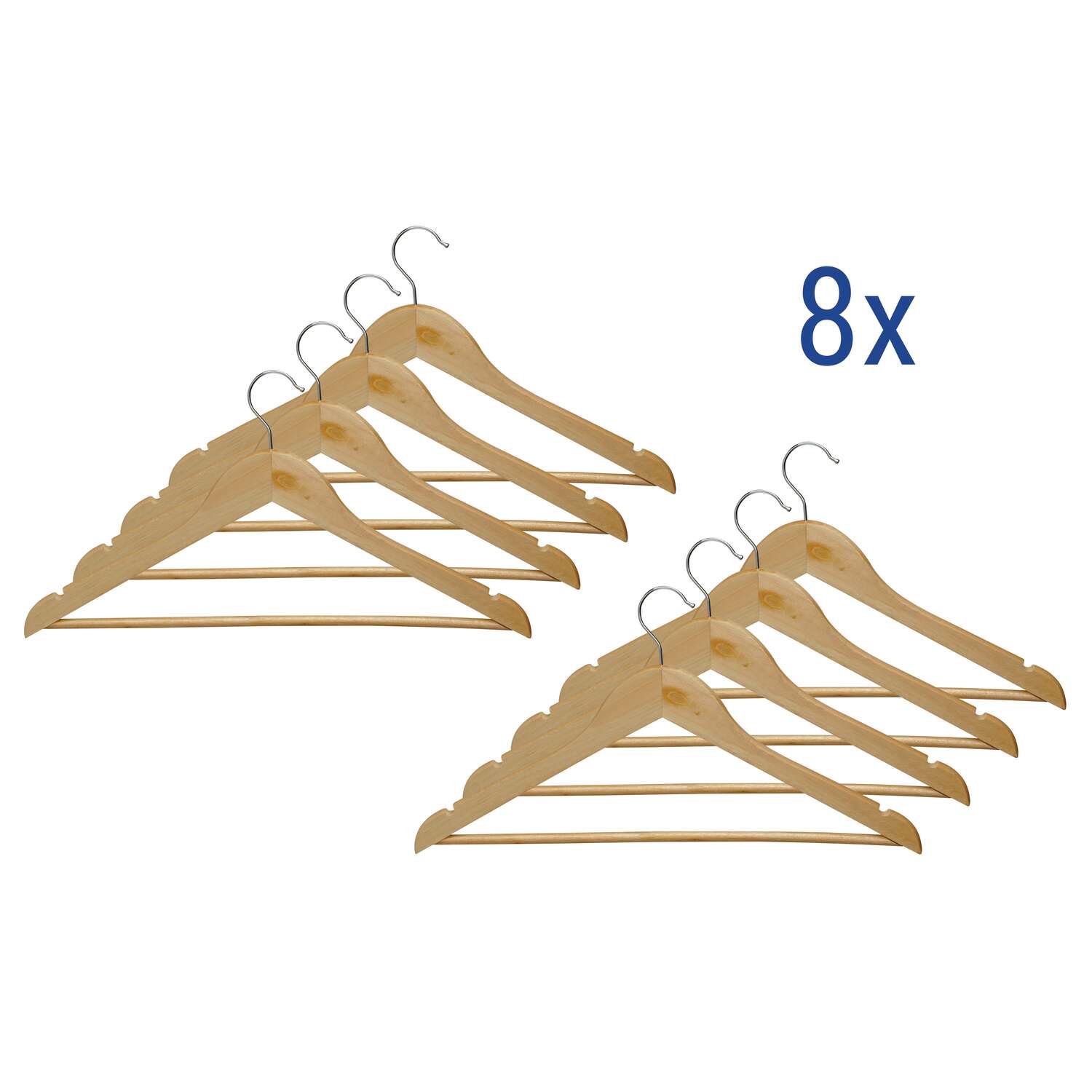 Houten kleerhanger, 8 st./pak 