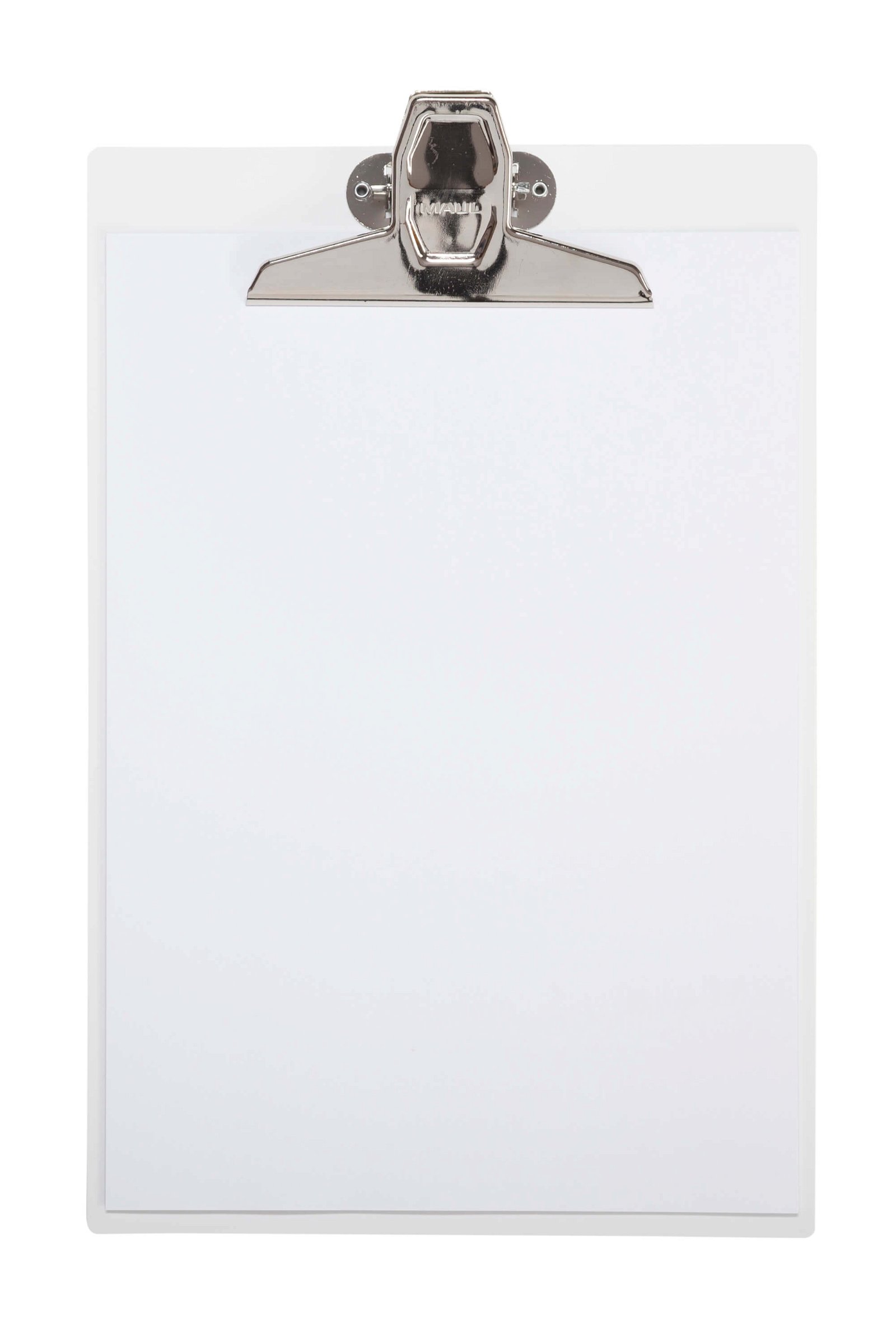 A4 Schreibplatte mit hohem Metall-Klemmer, Kunststoff, weiß