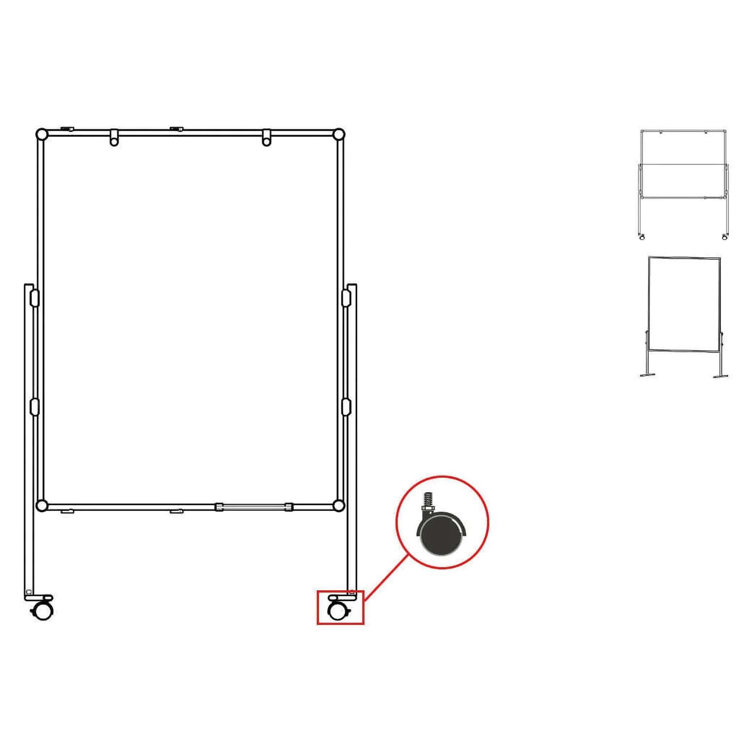 Double swivel castor for moderation boards