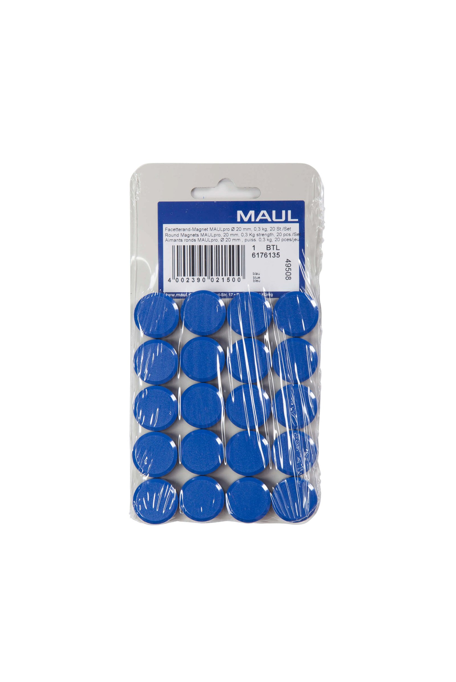 Facetterand-Magnet MAULpro Ø 20 mm, 0,3 kg, 20 St./Set, blau
