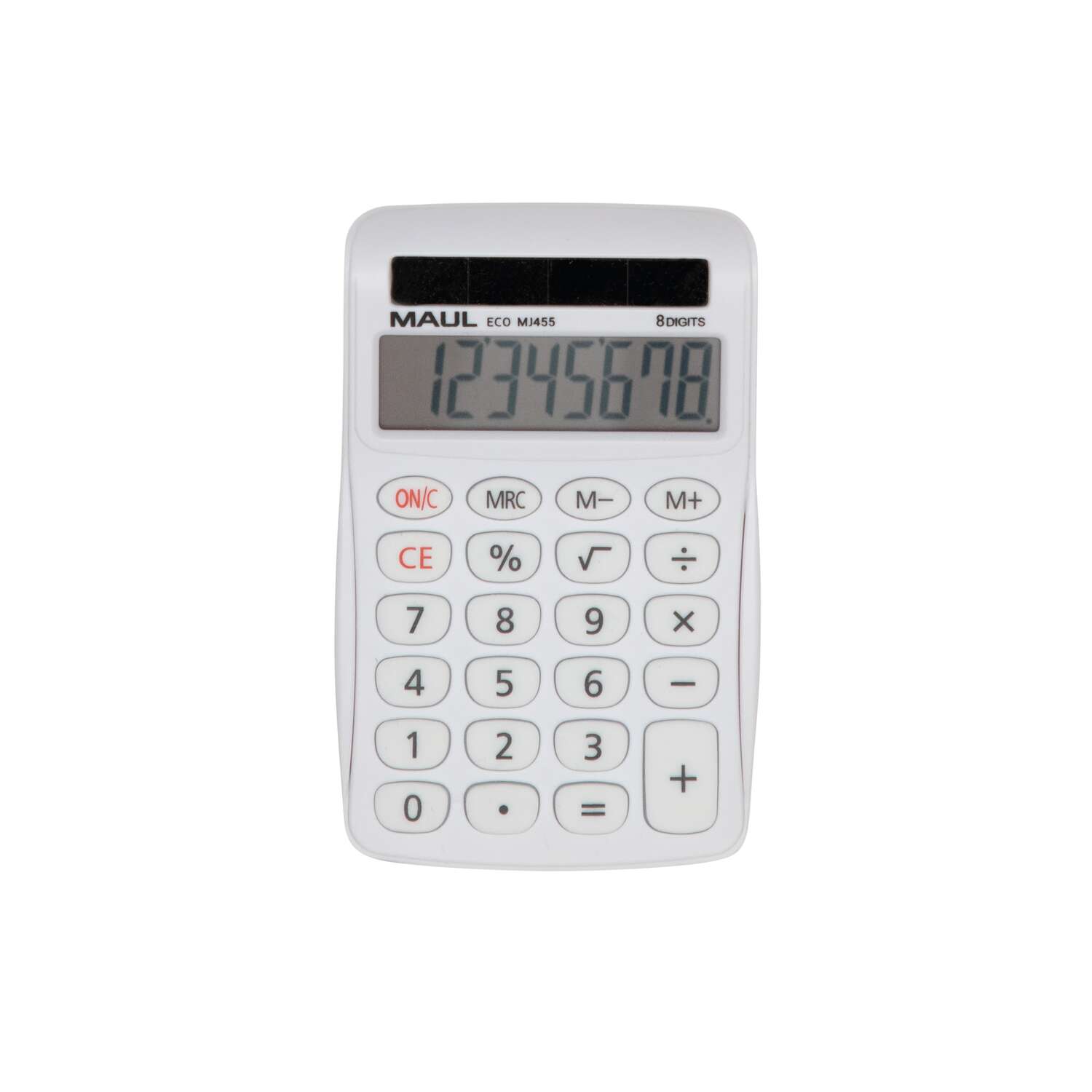 MAUL Calculatrice de Bureau ECO MJ 455 Solaire 1-ligne, 8 chiffres blanc