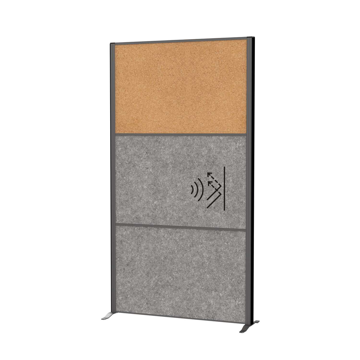 Partition wall MAULconnecto 2x acoustic dark 1x cork feet