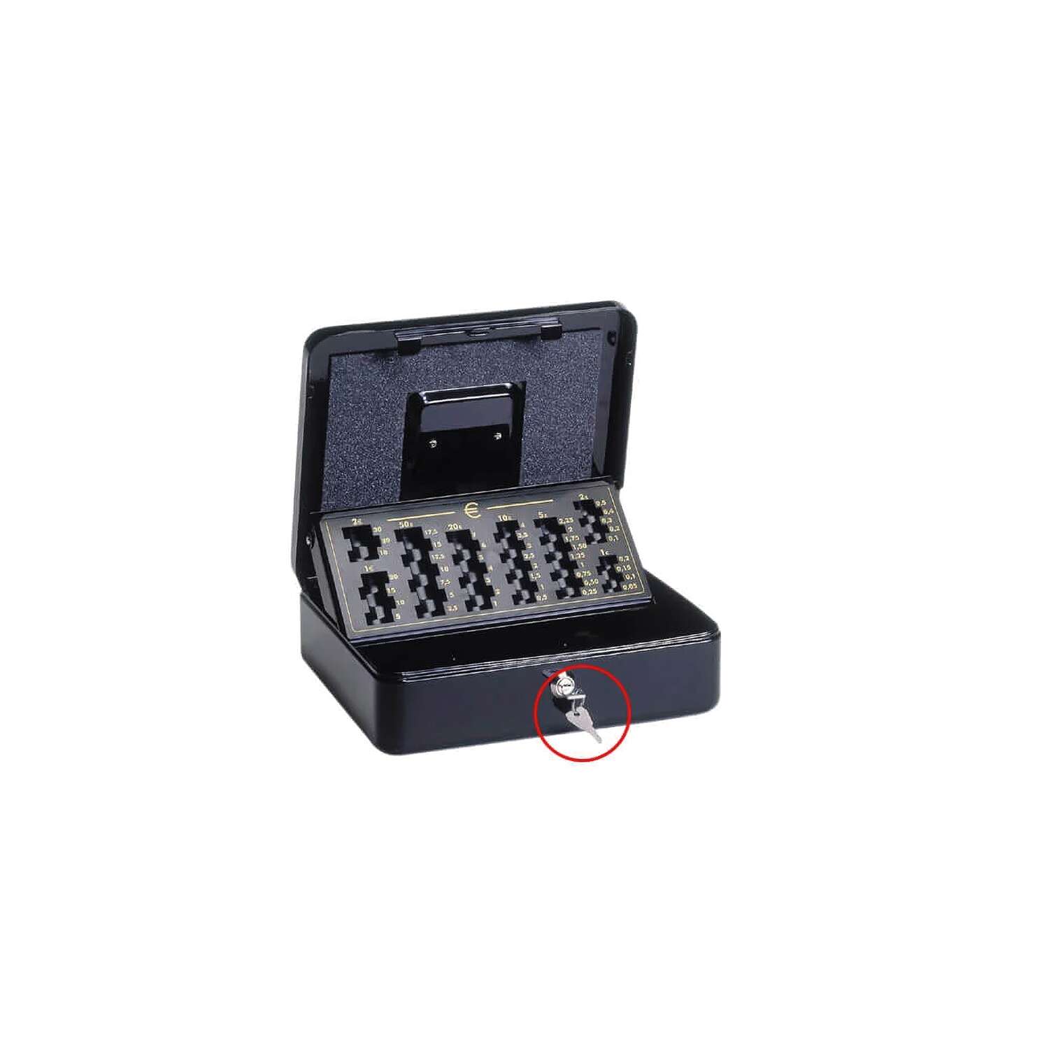 Key blank for cash boxes with counting insert