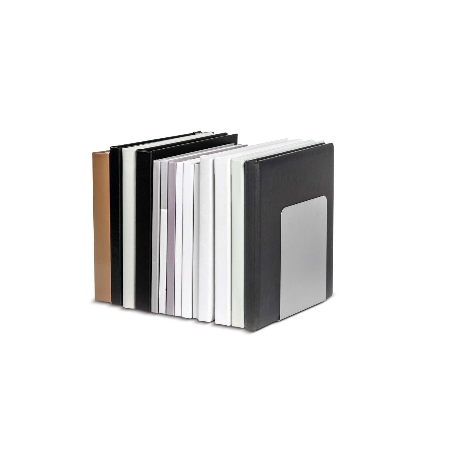 Metal book ends, wide, 14 x 12 x 14 cm, magnetic