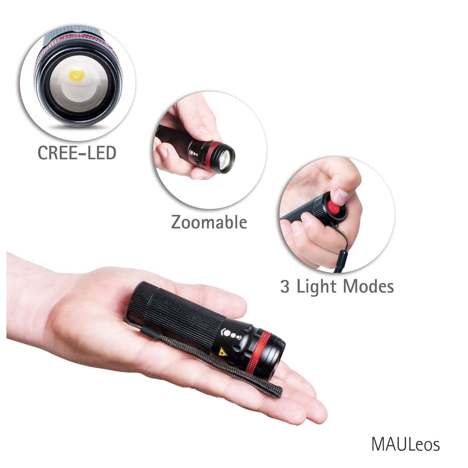 LED-Taschenlampe MAULeos, 10,5 cm, 3 W, bis zu 150 m
