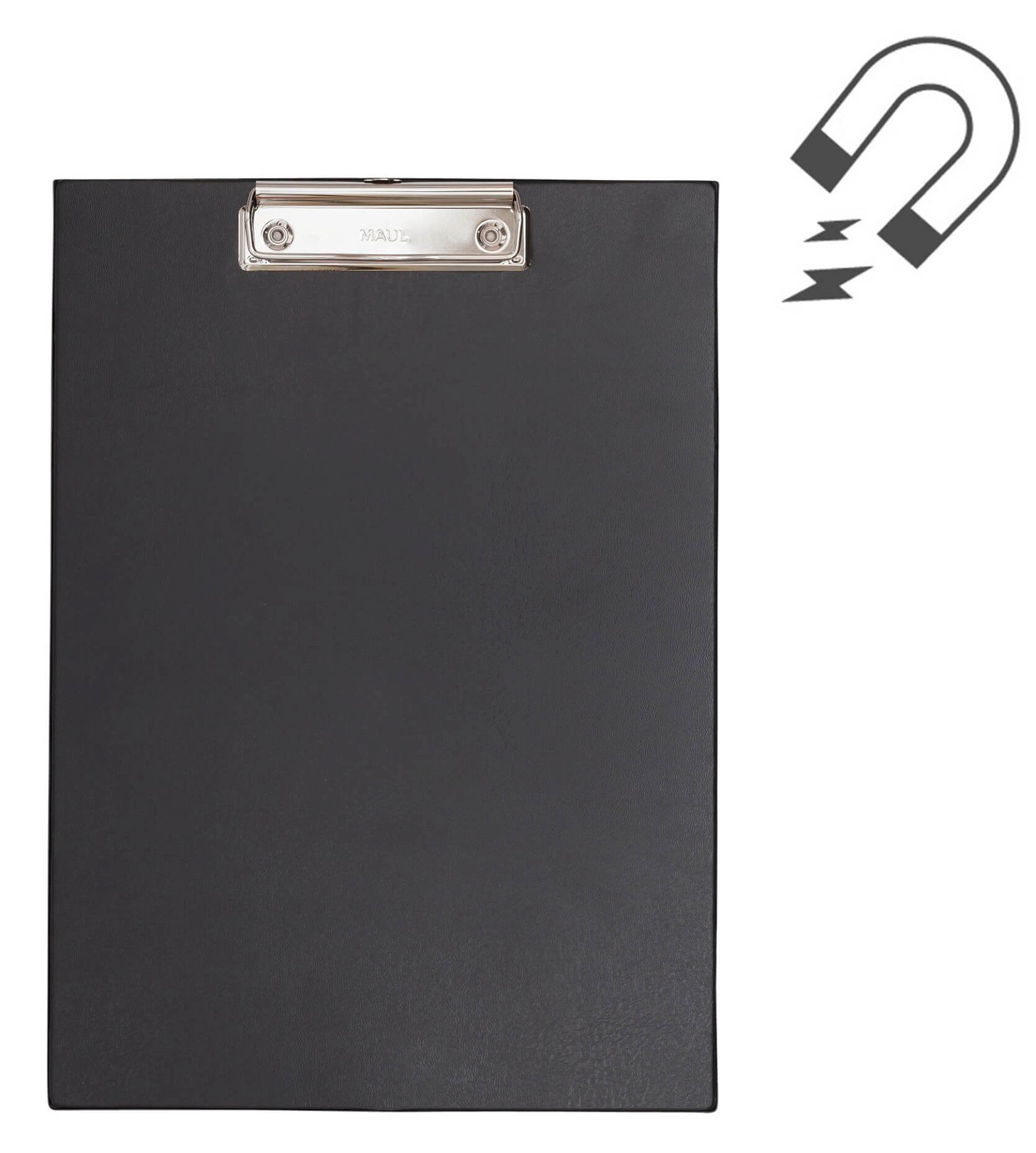 A4 Schreibplatte mit Folien- überzug und 2 Neodym-Magneten, schwarz