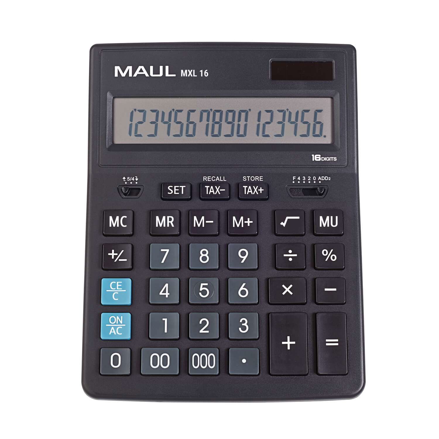MAUL Tischrechner MXL 16 Solar Batterie 1-zeilig, 16 Ziffern schwarz