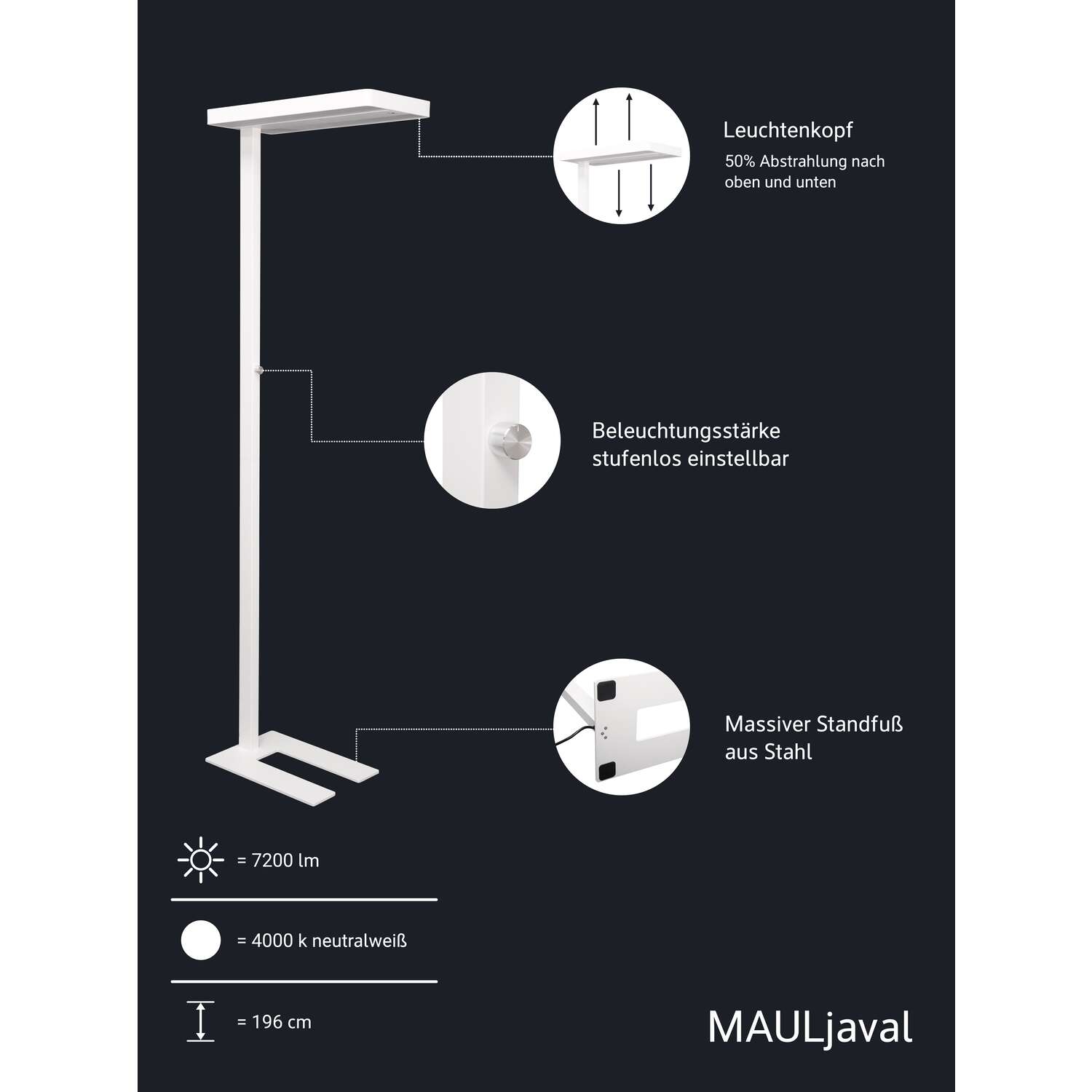 LED-Standleuchte MAULjaval, dimmbar