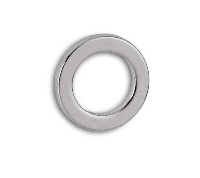 Neodym-Ringmagnet, Ø 12 mm, 0,5 kg Haftkraft, 10 St./Set, hellsilber