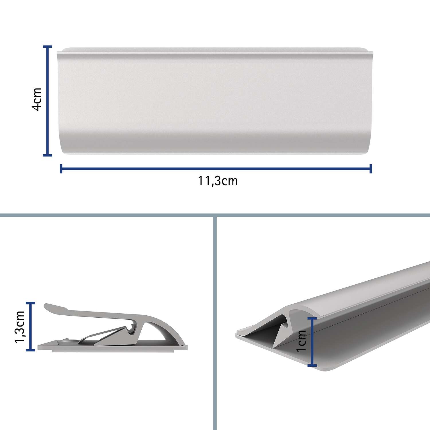 Klemmleiste Aluminium, selbstklebend, Länge 11,3 cm