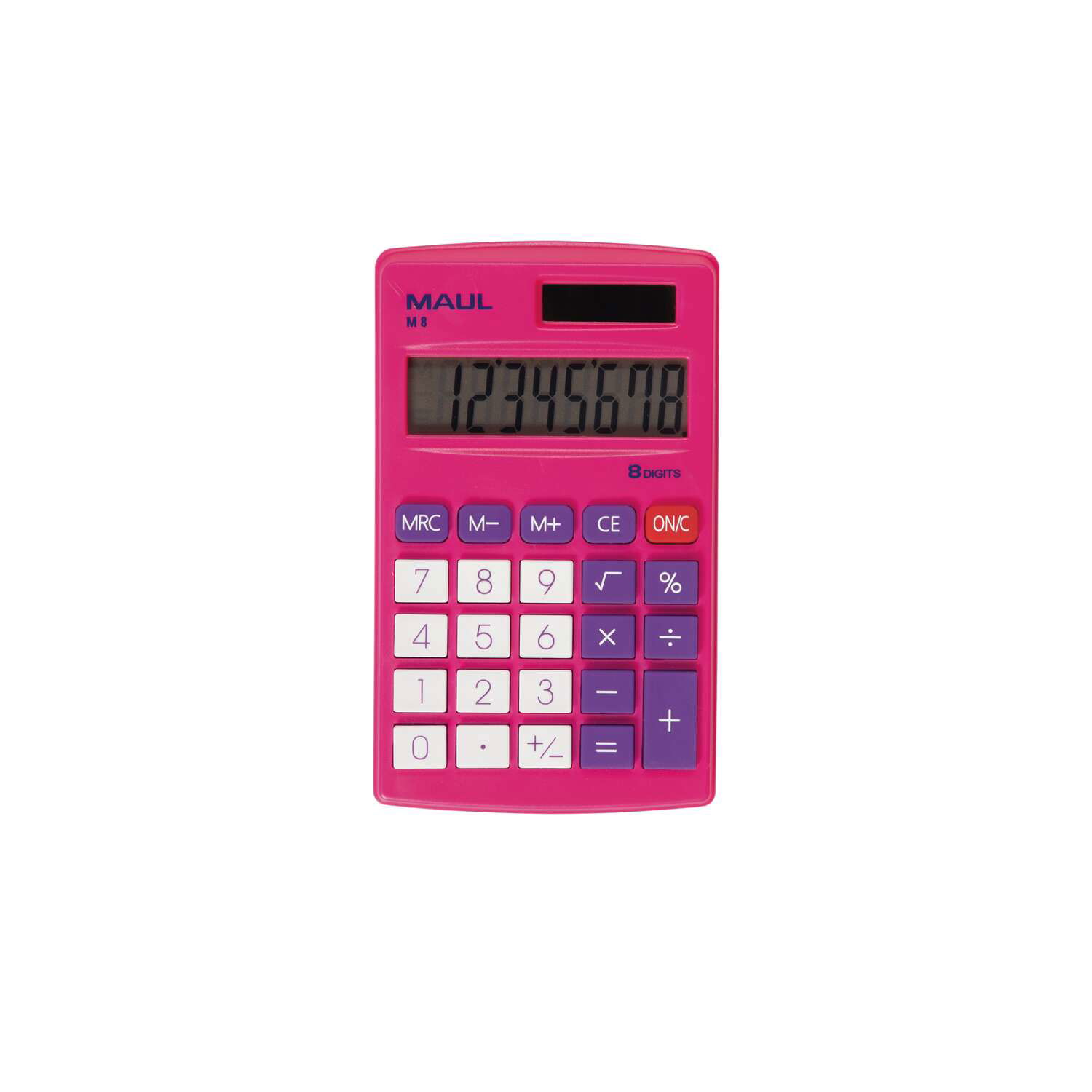MAUL Taschenrechner M 8 Solar Batterie 1-zeilig, 8 Ziffern pink