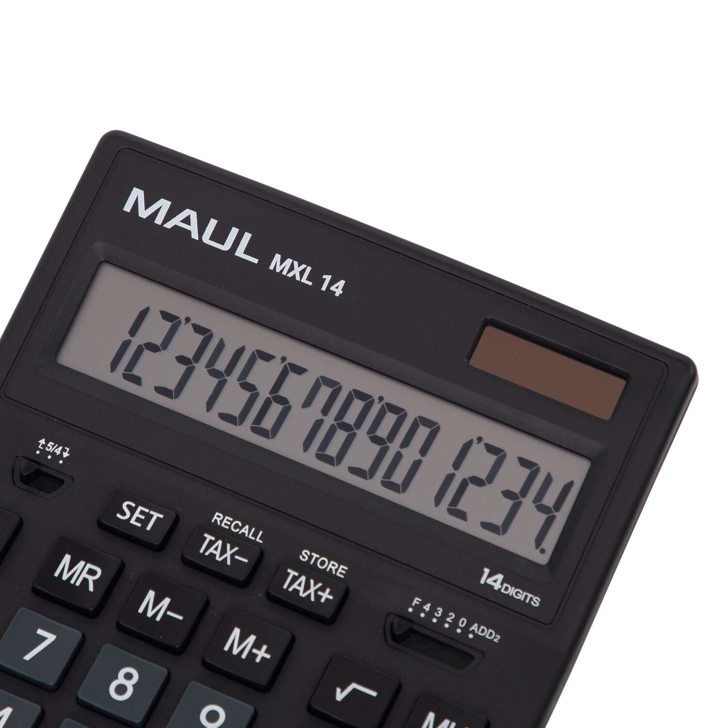 MAUL Calculatrice de Bureau MXL 14 Solaire Batterie 1-ligne, 14 chiffres noir