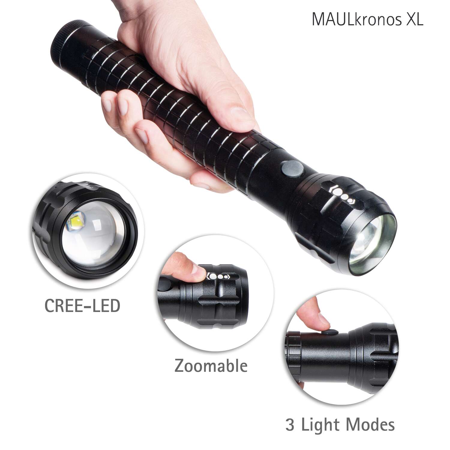 Zaklamp MAULkronos XL LED, 28,7 cm, 10 Watt, tot 295 m