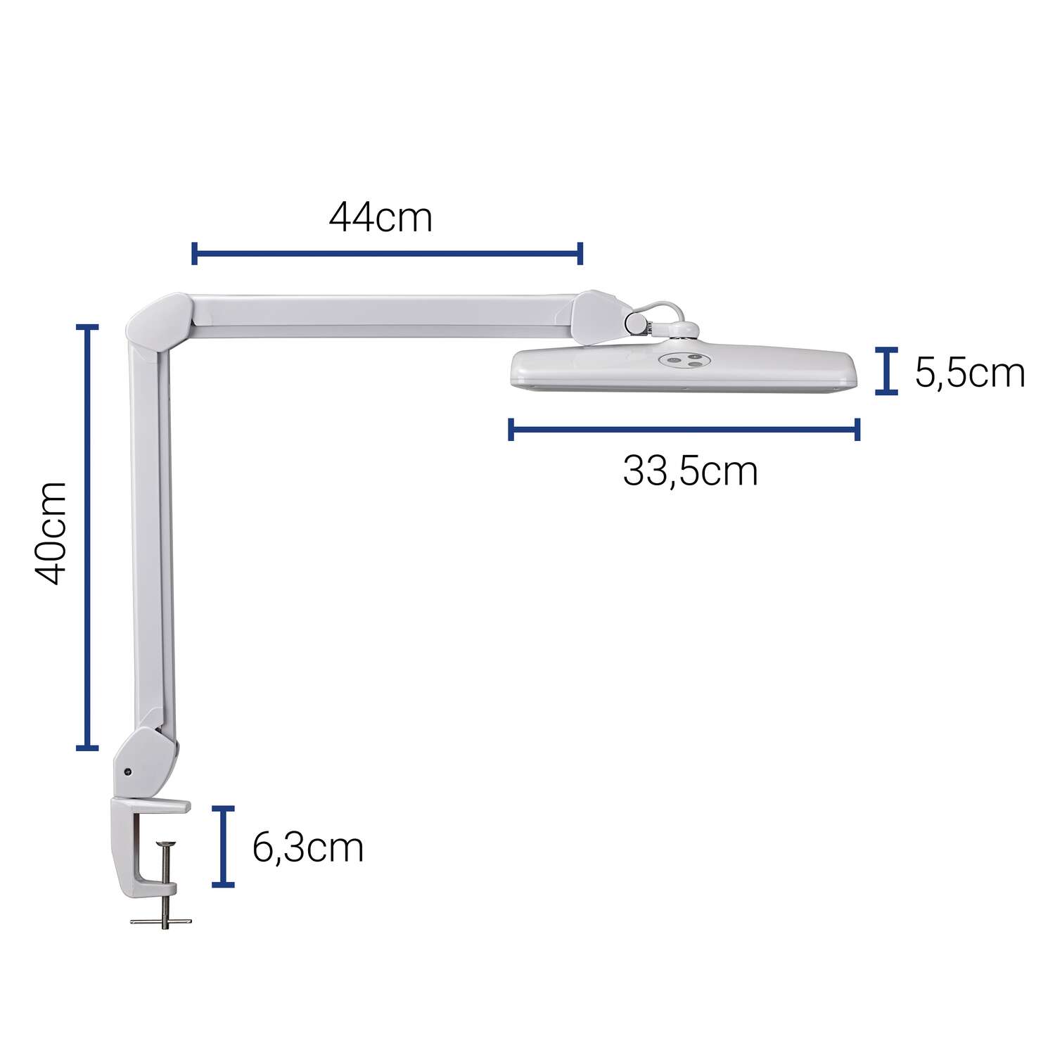 Lampe de poste de travail LED MAULintro, réglable, a. pince