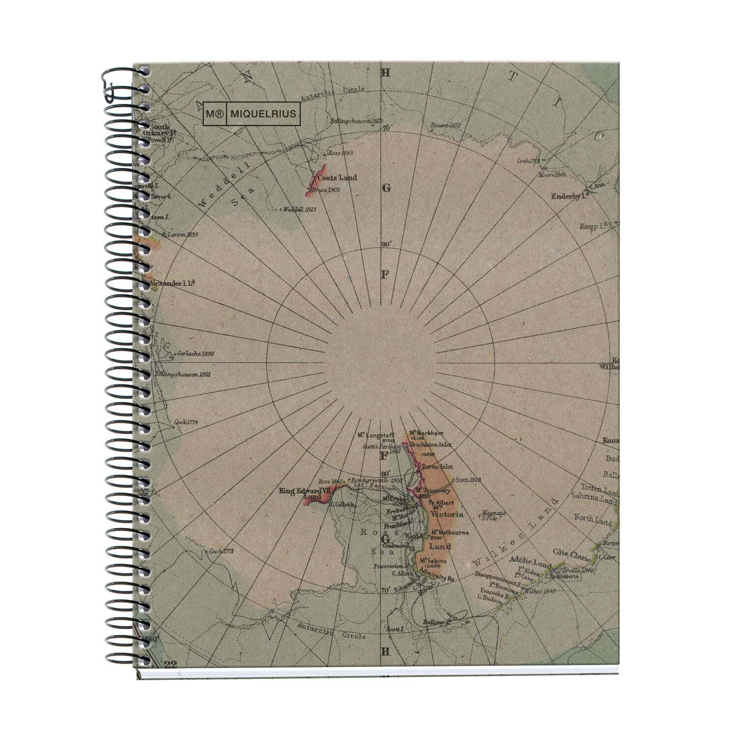 MIQUELRIUS Notizbuch Eco Design 1 A5 liniert Spiralbildung Landkarte colour mix 