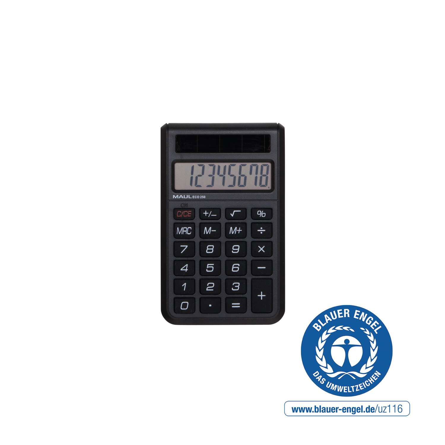 MAUL Taschenrechner ECO 250 Solar 1-zeilig, 8 Ziffern schwarz