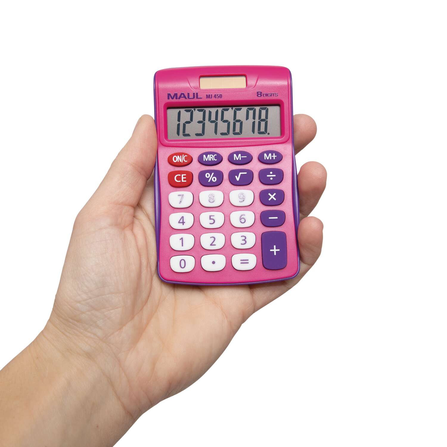 MAUL Desktop Calculator MJ 450 Solar Battery 1-line, 8 digits pink