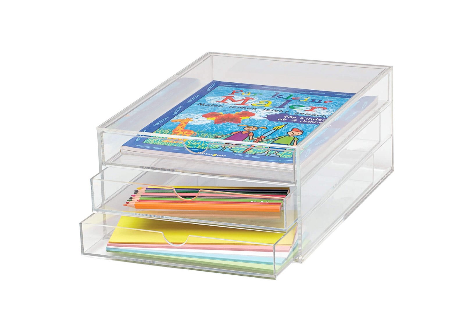Acryl-Schubladenbox, DIN A4, 3 Laden, glasklar