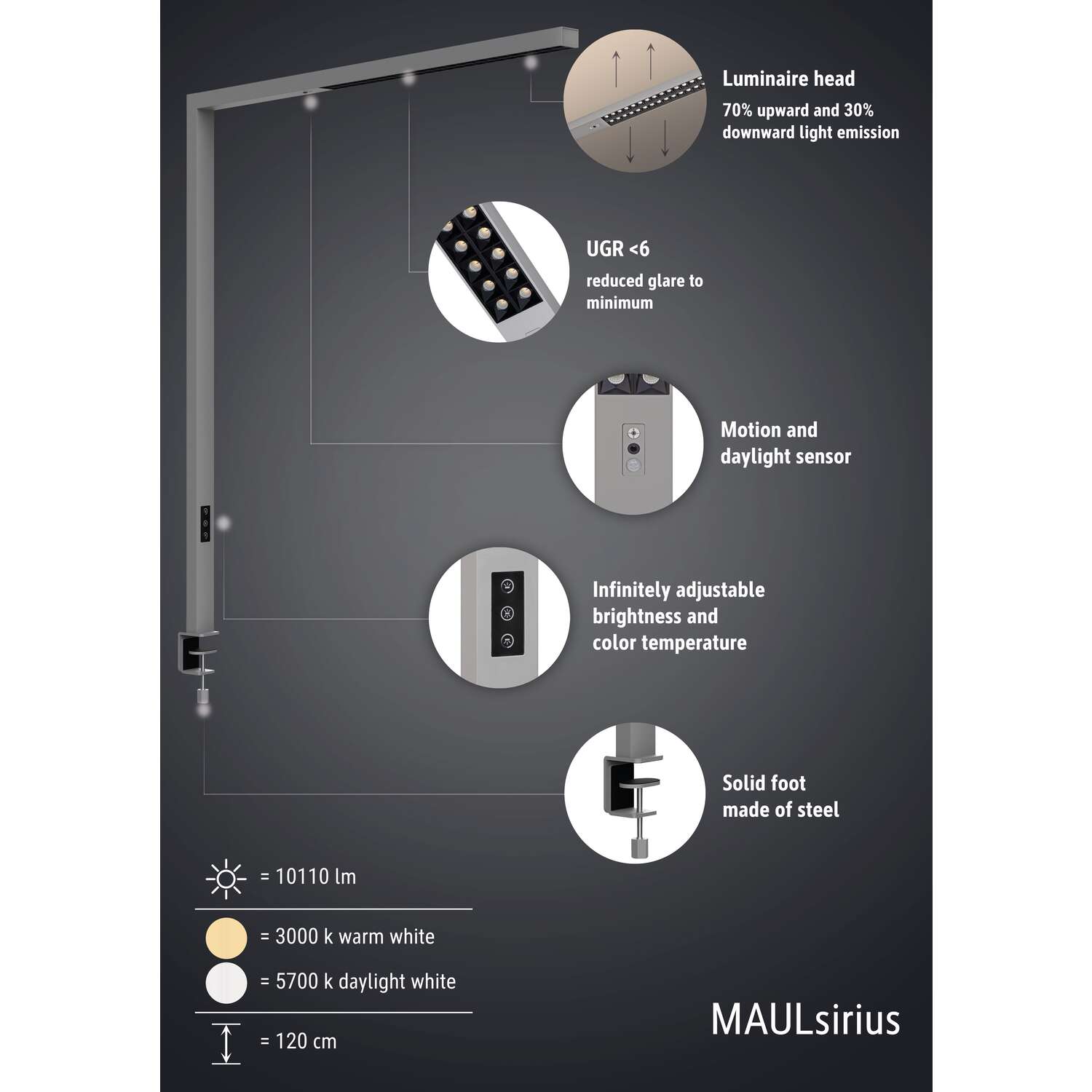 LED-Tischaufbau L. MAULsirius Beweg.-/Lichtsensor col. var.