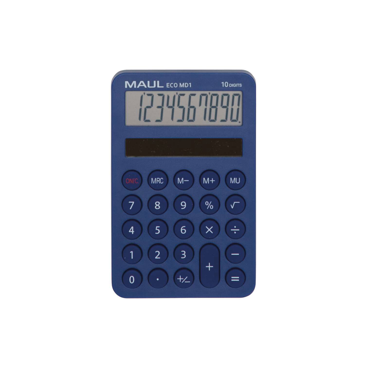 MAUL Calculatrice ECO MD 1 Solaire 1-ligne, 10 chiffres bleu clair
