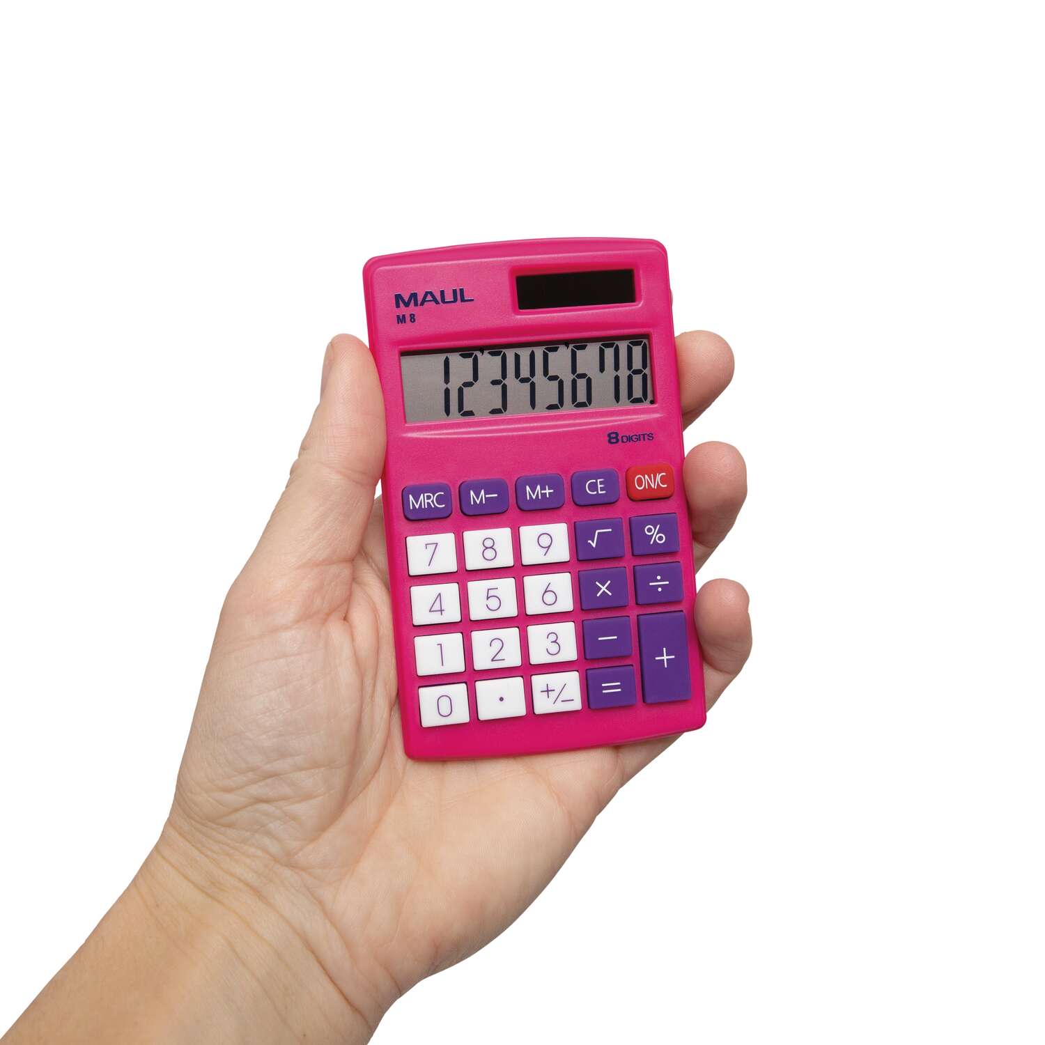 MAUL Calculator M 8 Solar Battery 1-line, 8 digits pink