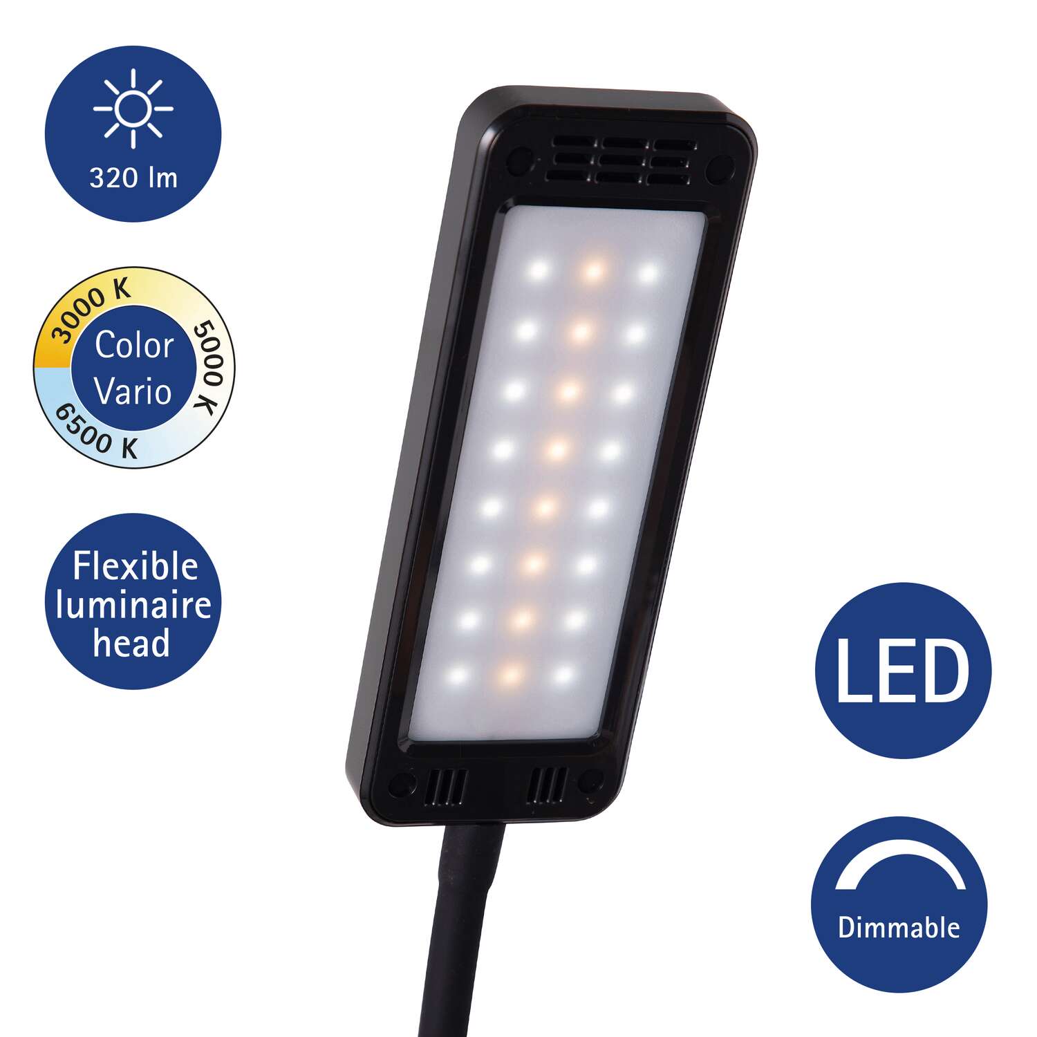 Luminaire de bureau LED  MAULpearly colour vario, réglable