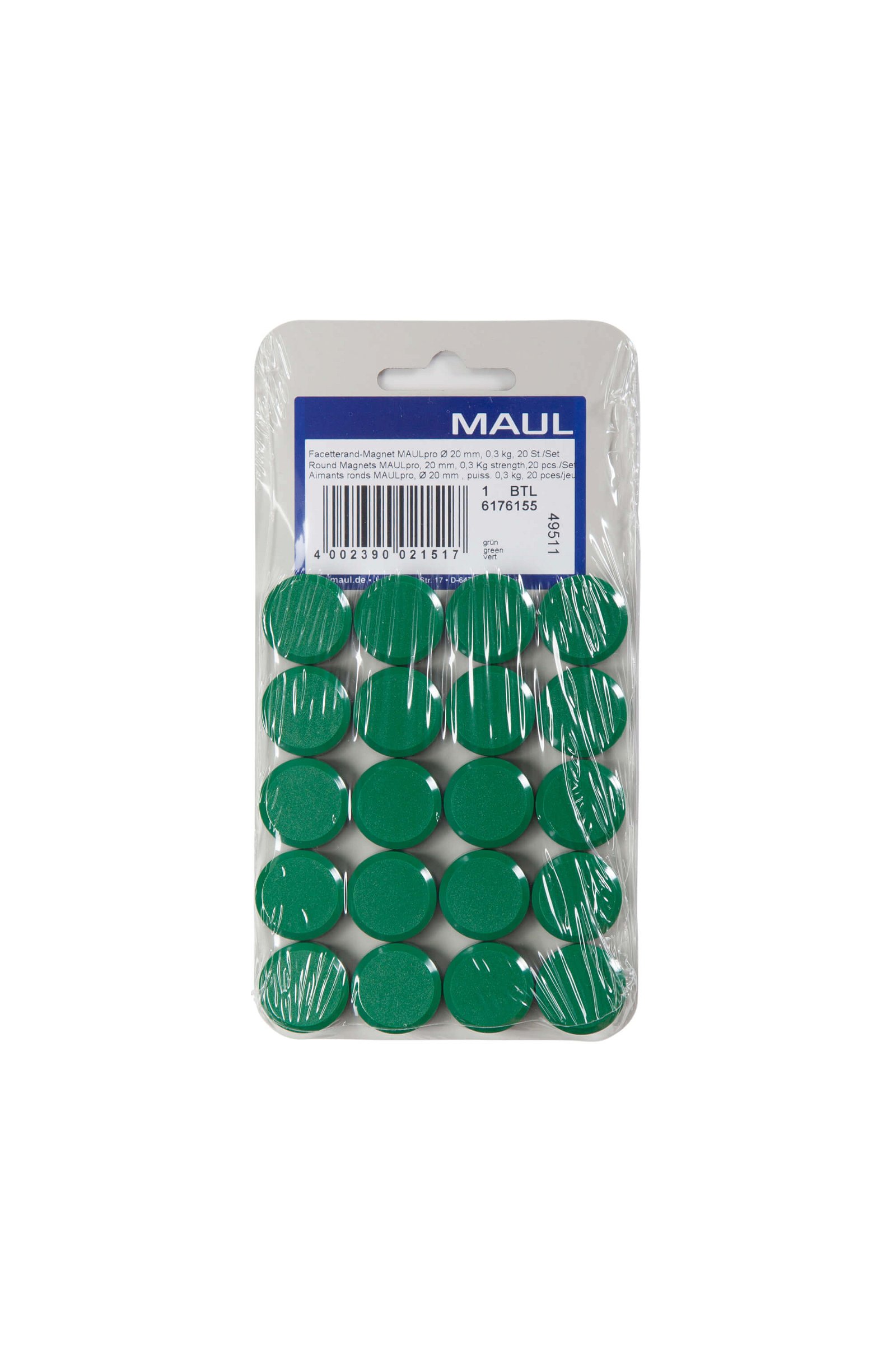 Facetterand-Magnet MAULpro Ø 20 mm, 0,3 kg, 20 St./Set, grün
