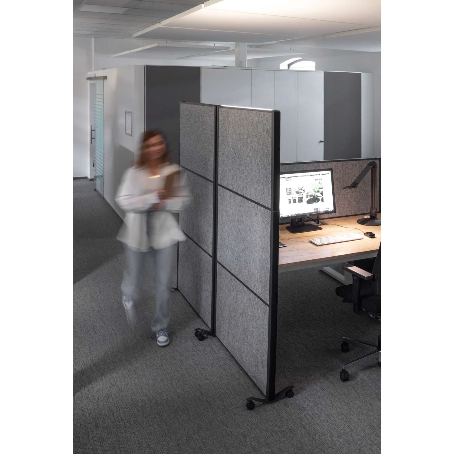 Desk divider MAULconnecto 120x50 cm acoustic light grey