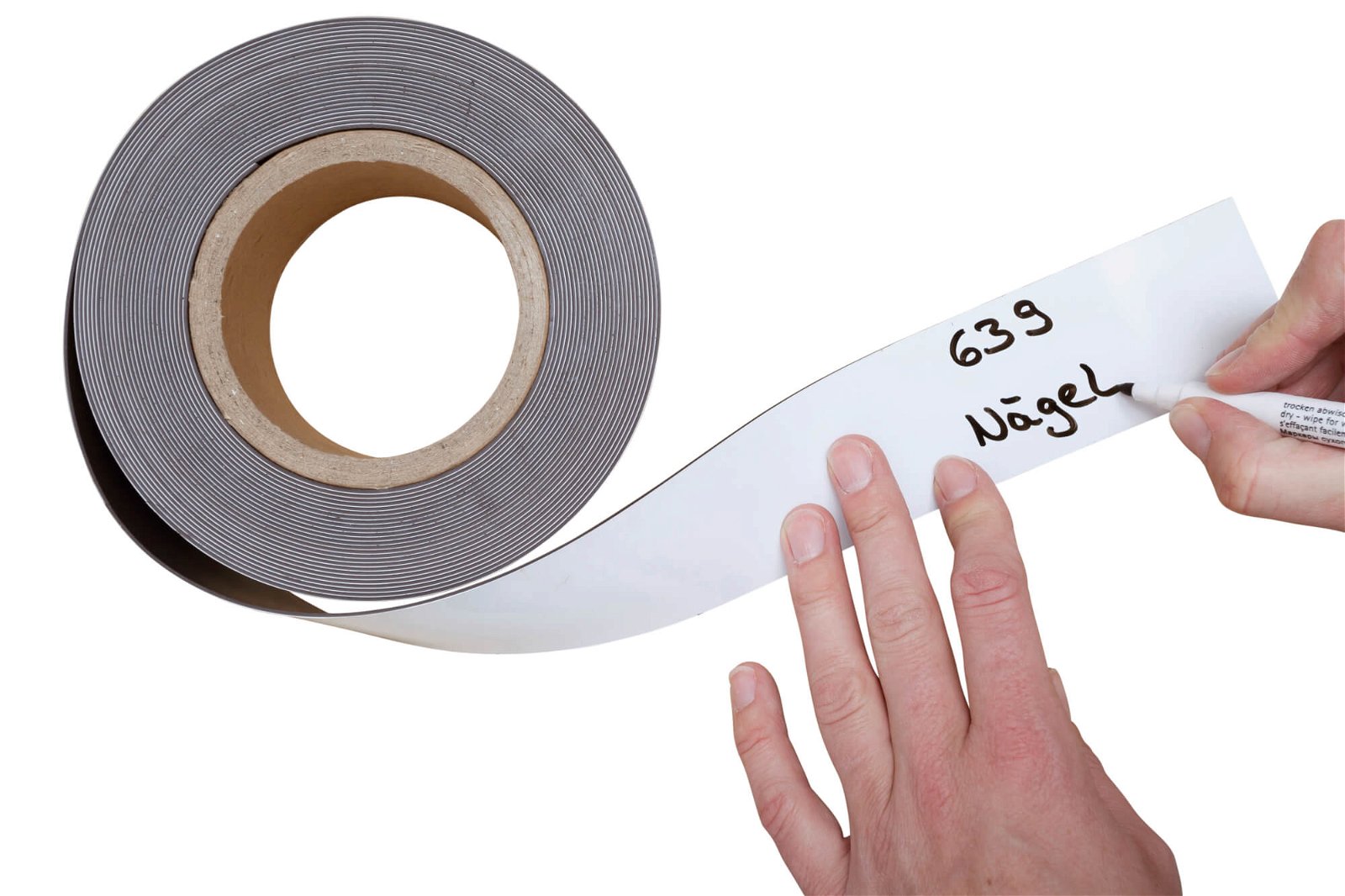 Kennzeichnungsband magnet- haftend, 10 m x 40 mm x 1 mm, weiß