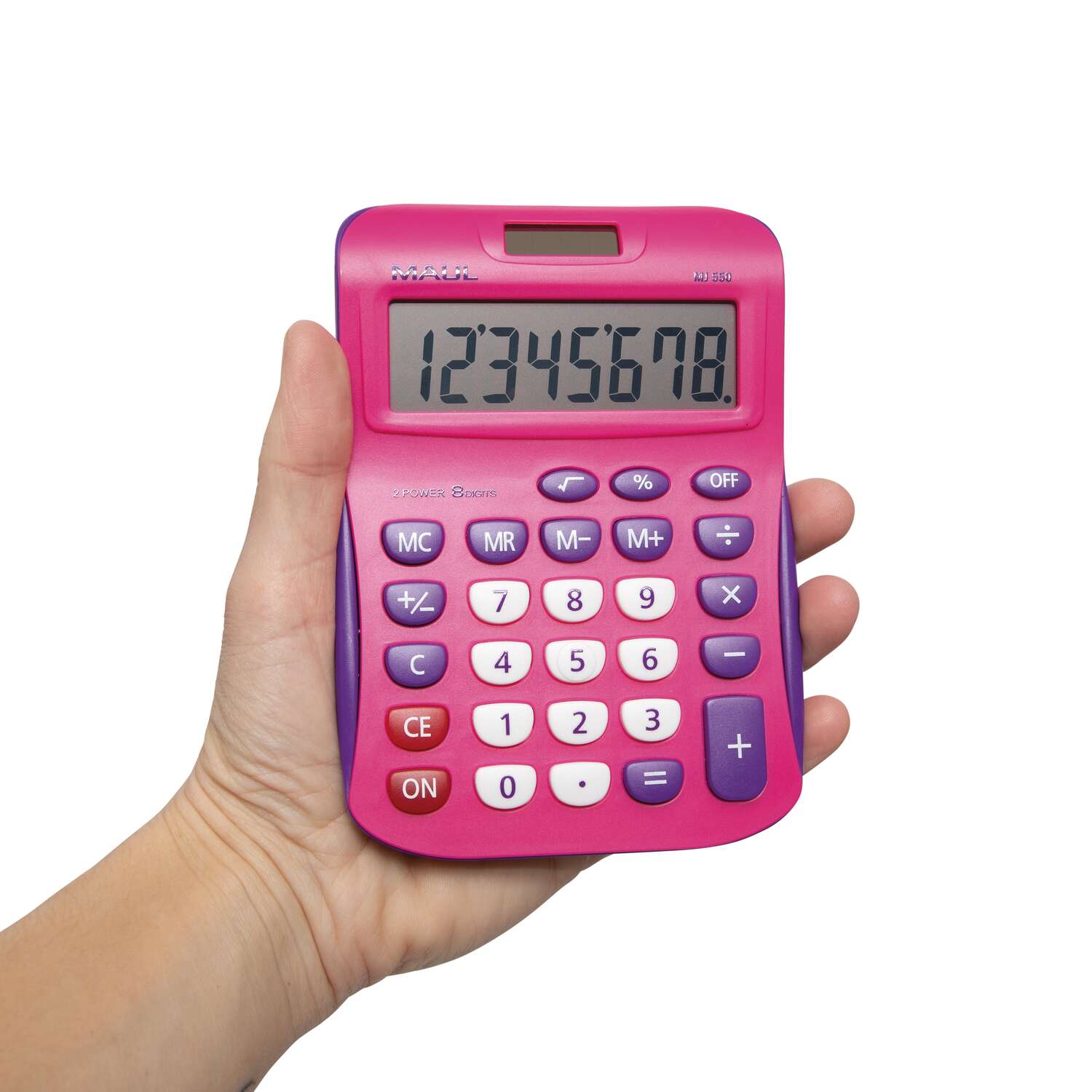 MAUL Desktop Calculator MJ 550 Solar Battery 1-line, 8 digits pink