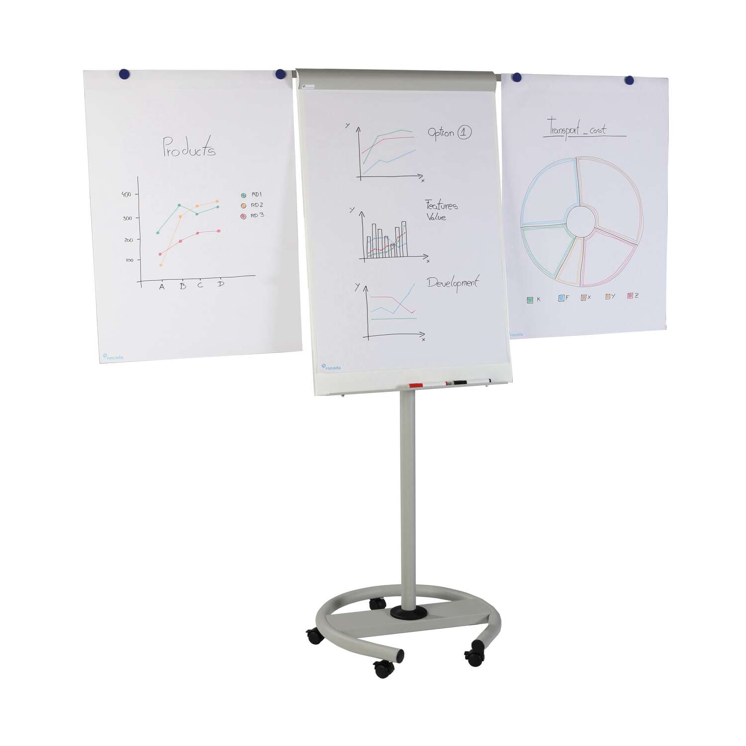 Rocada Flipchart PROFESSIONAL 68 x 190 x 64 cm grau