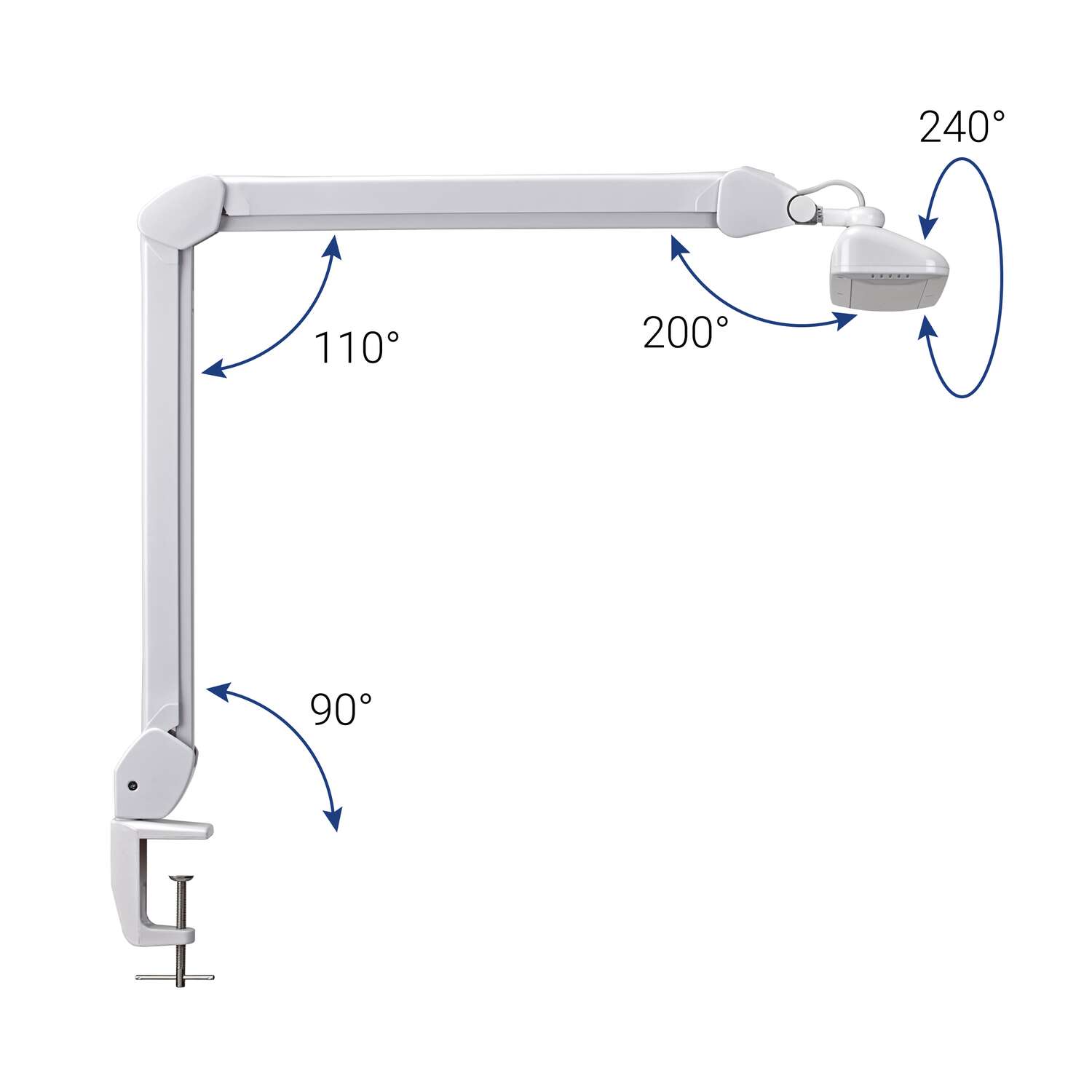 Lampe de poste de travail LED MAULintro, réglable, a. pince